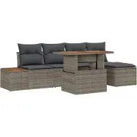 vidaXL Salon de jardin avec coussins 6 pcs Gris et brun