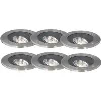 QAZQA Ensemble de 6 spots de sol extérieurs modernes en acier AR70 orientables IP65 - Delux