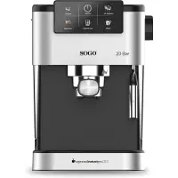 Sogo Machine à espresso avec buse vapeur, machine à café adaptée aux capsules, aux dosettes et au café moulu, 5 variantes de café, écran numérique, 20 bars, 1350W