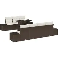 vidaXL Ensemble de canapés de jardin , 8 pièces, couleur marron et crème