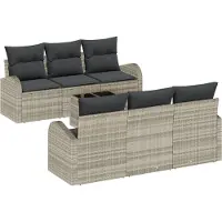 vidaXL Ensemble de canapé de jardin , 7 pièces, gris clair, en résine tressée