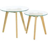 Home Deco Factory Tables Gigognes En Verre Trempe Plateau Rond X2