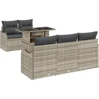 vidaXL Ensemble de canapé de jardin , 6 pièces, gris clair, en résine tressée