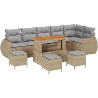 vidaXL Ensemble de canapé de jardin avec coussins 10 pcs Beige et gris clair Poly rotin