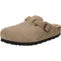 Birkenstock - Sabots chauds et doux - Boston Shearling Leather/Suede Regular Taupe en Cuir - Taille 44 - Marron