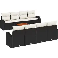 vidaXL Ensemble de canapés de jardin avec rangement, 9 pièces, noir et crème, en polyrotin
