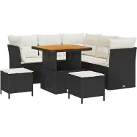vidaXL Ensemble de canapé de jardin avec coussin avec mémoire 8 pcs noir et crème