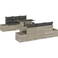 vidaXL Ensemble de salon de jardin , 7 pièces, gris clair et gris foncé