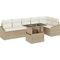 vidaXL Ensemble de salon de jardin , 7 pièces, beige et crème