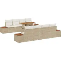 vidaXL Ensemble de canapés de jardin , 9 pièces, beige, en polyrotin