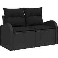 vidaXL Canapé de jardin avec coussins Noir 124 x 62 x 69cm Poly-Rotin
