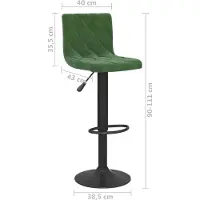 The Living Store Tabourets de bar 2 pcs. Velours vert foncé