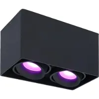 HOFTRONIC™ - Plafonnier connecté Esto 11W RGBWW WiFi BLE Noir carré 2 spots inclinables
