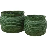 OEM J-Line Set de 2 Corbeilles Tressées Bord Vert Herbe de Mer