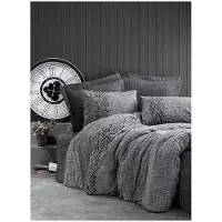 L'essentiel Maison , Sooty - Grey, Ranforce King-Size-Bettbezug-Set (FR), 100 % BAUMWOLLE RANFORCE, Grau, 240 x 220 cm