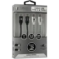 Subblim Câbles USB-C - - Lot de 2 - 1 m - Noir/argenté - Haute qualité