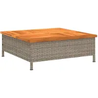 vidaXL Table de jardin Gris 70x70x25 cm Rotin et bois d'acacia