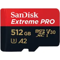 SanDisk microSD Extreme PRO - 512GB - Inclus un adaptateur SD et RescuePro Deluxe - UHS-I/U3/Full HD/4K UHD
