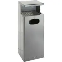 HygieneShopBasics Collecteur de déchets avec toit cendrier, aluminium, Poubelle, Gris