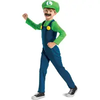 Super Mario Luigi Luxury Junior Costume Vert 4-6 Years Enfants