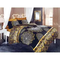 L'essentiel Maison , Adal- PRL0842, Noir, Couettes, 50 % coton / 50 % polyester