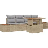 vidaXL Ensemble de canapé de jardin , 5 pièces, beige, en résine tressée