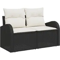 vidaXL Canapé de jardin avec coussins Noir 124 x 62 x 69cm Poly-Rotin