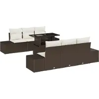 vidaXL Ensemble de canapé de jardin avec coussins 7 pcs brun et crème