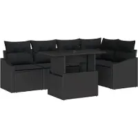 vidaXL Ensemble de salon de jardin , 6 pièces, couleur noire