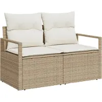 vidaXL Canapé de jardin avec coussins 120 x 62 x 69 cm Poly-Rattan