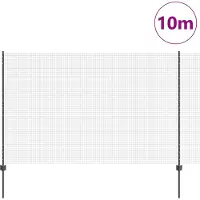 vidaXL Clôture en fil métallique soudé avec poteaux, 10 x 1,5 m, couleur grise, type treillis