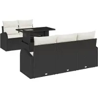 vidaXL Ensemble de canapé de jardin avec coussins 6 pcs noir poly rotin