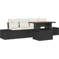 vidaXL Ensemble de canapé de jardin avec mémoire 5 pcs noir poly rotin