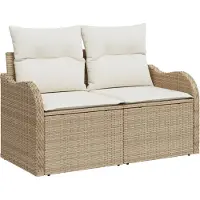 vidaXL Canapé de jardin avec coussins Beige 121 x 62 x 69cm Poly-Rattan