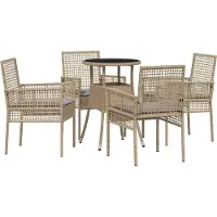 vidaXL Ensemble de jardin 5 pcs Beige Poly-Rattan
