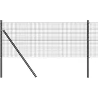 vidaXL Clôture en fil métallique soudé, ancrée au sol, 50 x 0,8 m, grise, type filet