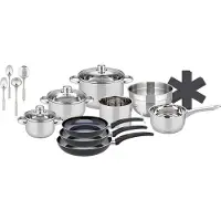ELO Stahlwaren ELO Basic Galactica Set de casseroles en acier inoxydable et fonte d'aluminium, compatible four, induction, couleur argent, 15 pièces