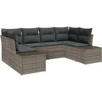 vidaXL Ensemble de canapé de jardin avec mémoire 6 pcs Gris Poly Rattan
