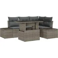 vidaXL Ensemble de 5 assises de jardin , gris, en résine tressée