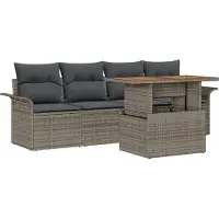 vidaXL Ensemble canapé de jardin avec coussins 5 pièces Gris Poly-rotin