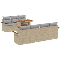 vidaXL Ensemble de salon de jardin , 8 pièces, beige et gris clair