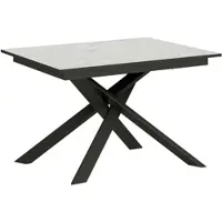 Itamoby - Table extensible 120/180x90 cm Ganty blanc spatulé bande de chante anthracite cadre et pieds anthracite
