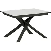 Itamoby - Table extensible 120/180x90 cm Ganty frêne blanc bande de chante anthracite cadre et pieds anthracite