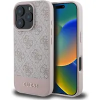 GUESS Coque arrière Bottom Stripe 4G pour Apple iPhone 16 Pro Max - Rose