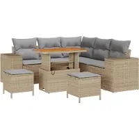 vidaXL Ensemble de canapé de jardin avec coussins 8 pcs Beige et gris clair Poly-Rotin