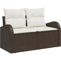 vidaXL Ensemble de canapés avec coussins, 6 pièces, en polyrotin marron et blanc