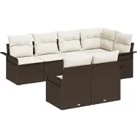vidaXL Ensemble de canapé de jardin avec coussins avec mémoire 7 pcs brun poly rotin