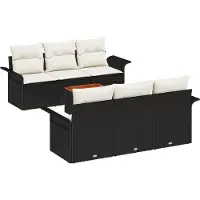 vidaXL Ensemble de canapés de jardin , 7 pièces, 6 places, noir et crème