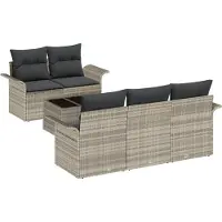 vidaXL Ensemble de canapés de jardin 6 pcs gris clair et gris foncé 55 x 55 x 37 cm