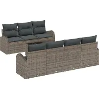 vidaXL Ensemble de canapés de jardin 8 pcs Gris Poly-Rotin et acier et verre